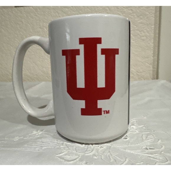 Other - UNIVERSITY INDIANA MUG WHITE RED HOOSIER ETCHED‎ COFFEE TEA CUP COLLEGIATE.